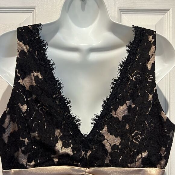 Joseph Ribkoff Black/Gold Lace‎ Sleeveless Moire Waist Midi Dress Size 10 - Picture 9 of 16